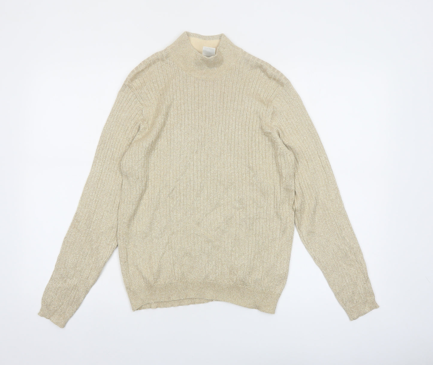 Talbots Womens Beige Mock Neck Long Sleeve Pullover Jumper M