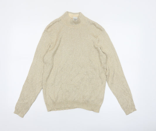 Talbots Womens Beige Mock Neck Long Sleeve Pullover Jumper M