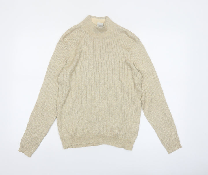 Talbots Womens Beige Mock Neck Long Sleeve Pullover Jumper M