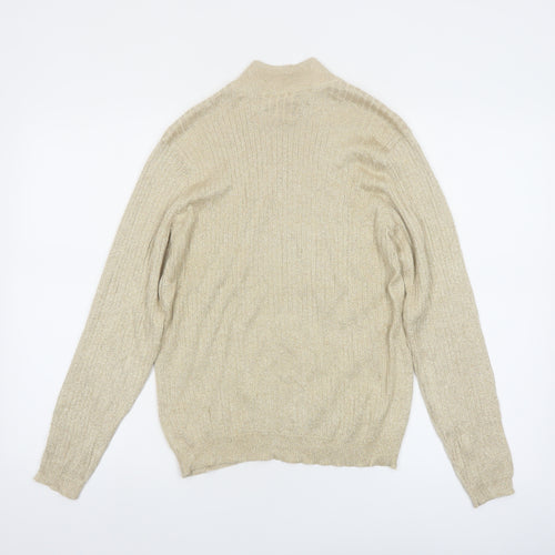 Talbots Womens Beige Mock Neck Long Sleeve Pullover Jumper M