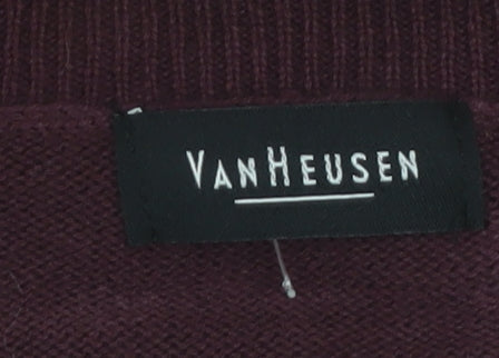 Van Heusen Men Red Argyle V-Neck Cotton Jumper XL