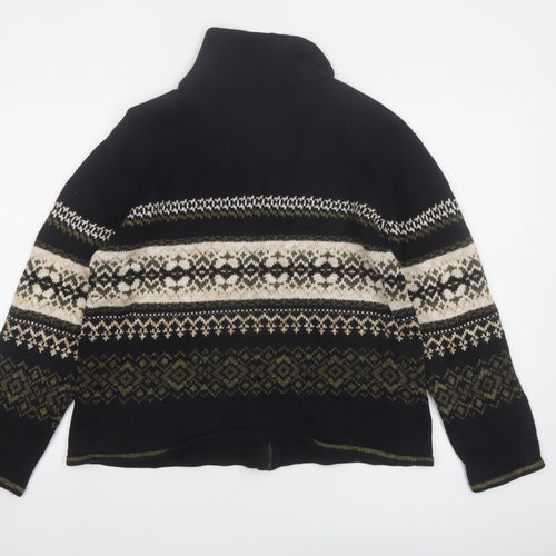Heirloom Collectibles Women's Black Fair Isle Full Zip Cardigan M