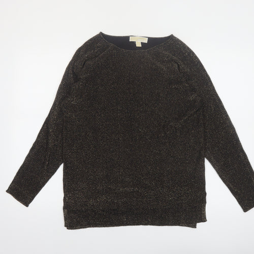 Michael Kors Women's Black Glitter Knit Boat Neck Jumper Size S