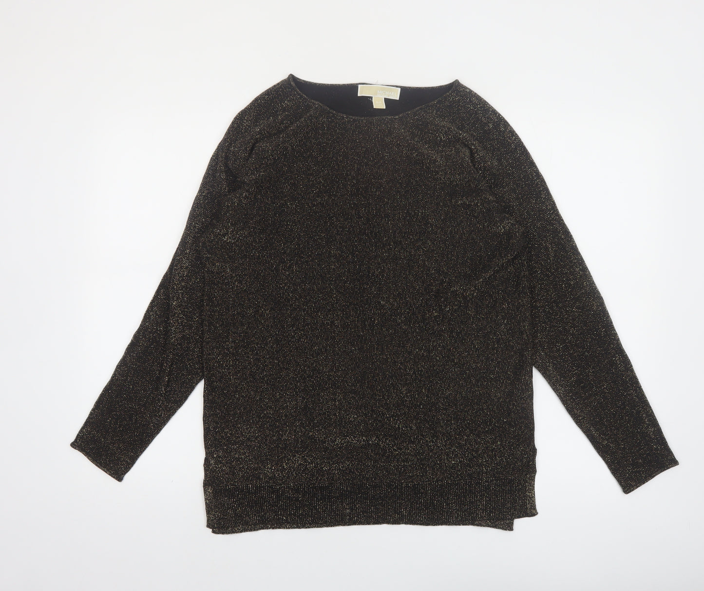 Michael Kors Women's Black Glitter Knit Boat Neck Jumper Size S