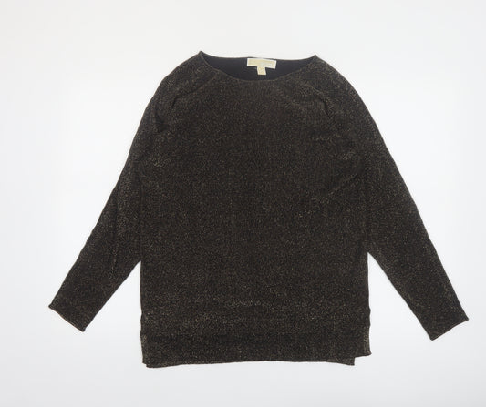 Michael Kors Women's Black Glitter Knit Boat Neck Jumper Size S