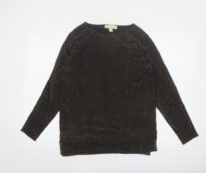 Michael Kors Women's Black Glitter Knit Boat Neck Jumper Size S