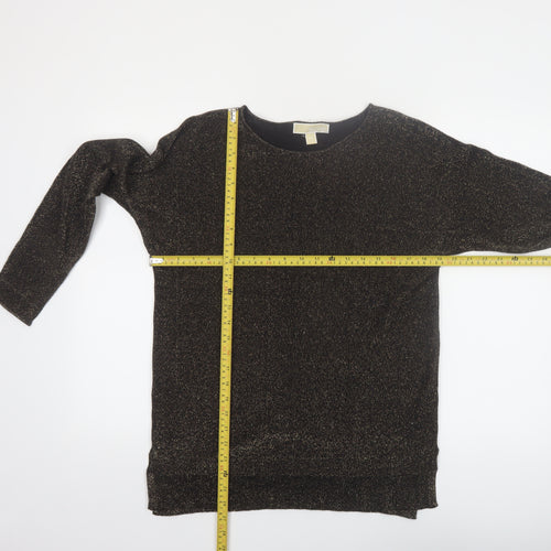 Michael Kors Women's Black Glitter Knit Boat Neck Jumper Size S