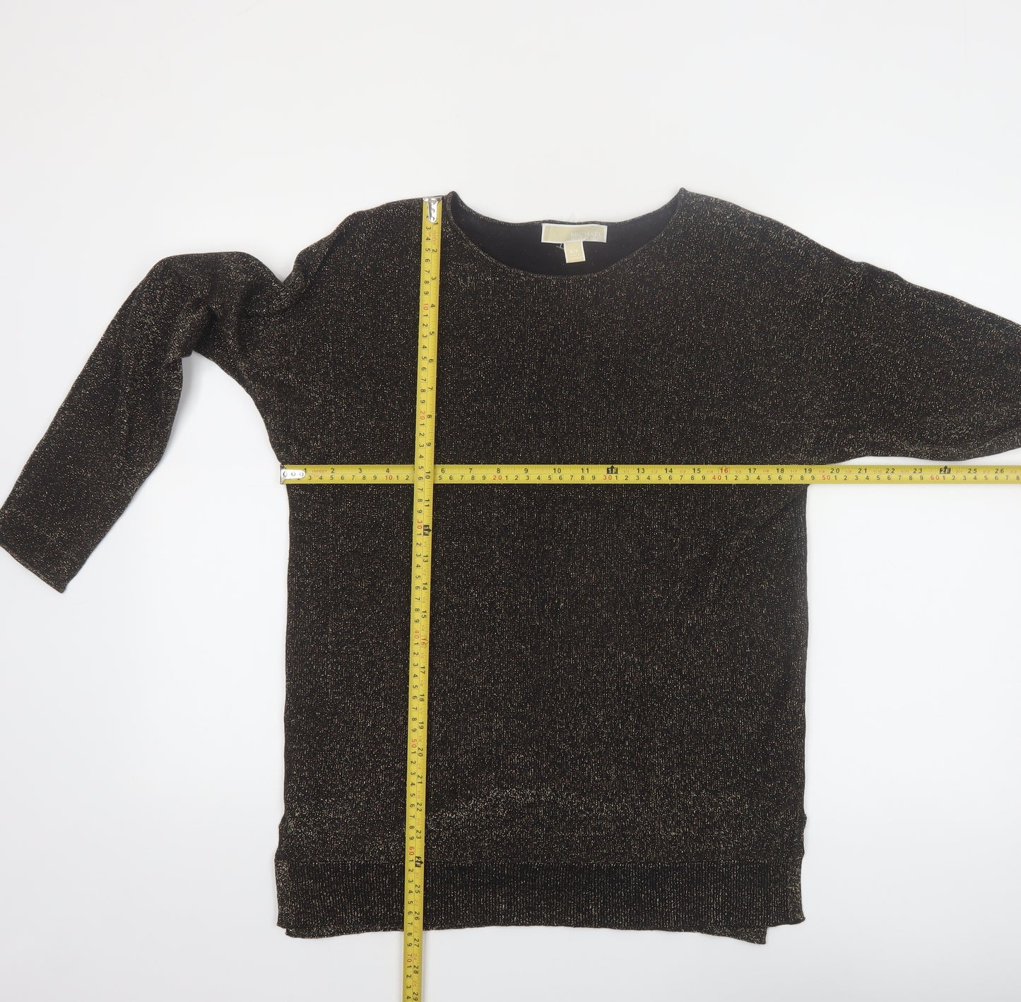 Michael Kors Women's Black Glitter Knit Boat Neck Jumper Size S