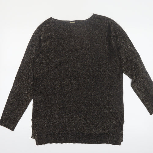 Michael Kors Women's Black Glitter Knit Boat Neck Jumper Size S