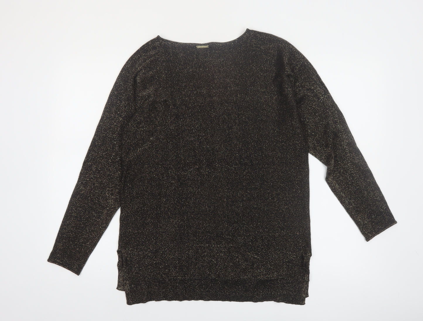 Michael Kors Women's Black Glitter Knit Boat Neck Jumper Size S