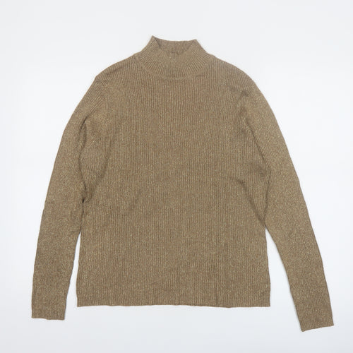 Valerie Stevens Women’s Beige Mock Neck Silk Blend Jumper L