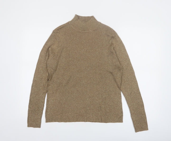 Valerie Stevens Women’s Beige Mock Neck Silk Blend Jumper L