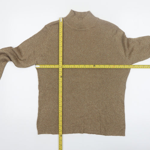 Valerie Stevens Women’s Beige Mock Neck Silk Blend Jumper L
