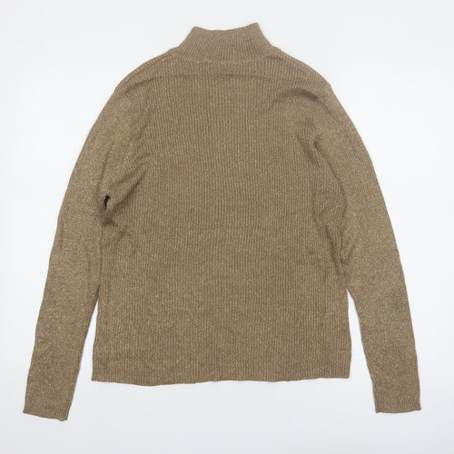 Valerie Stevens Women’s Beige Mock Neck Silk Blend Jumper L