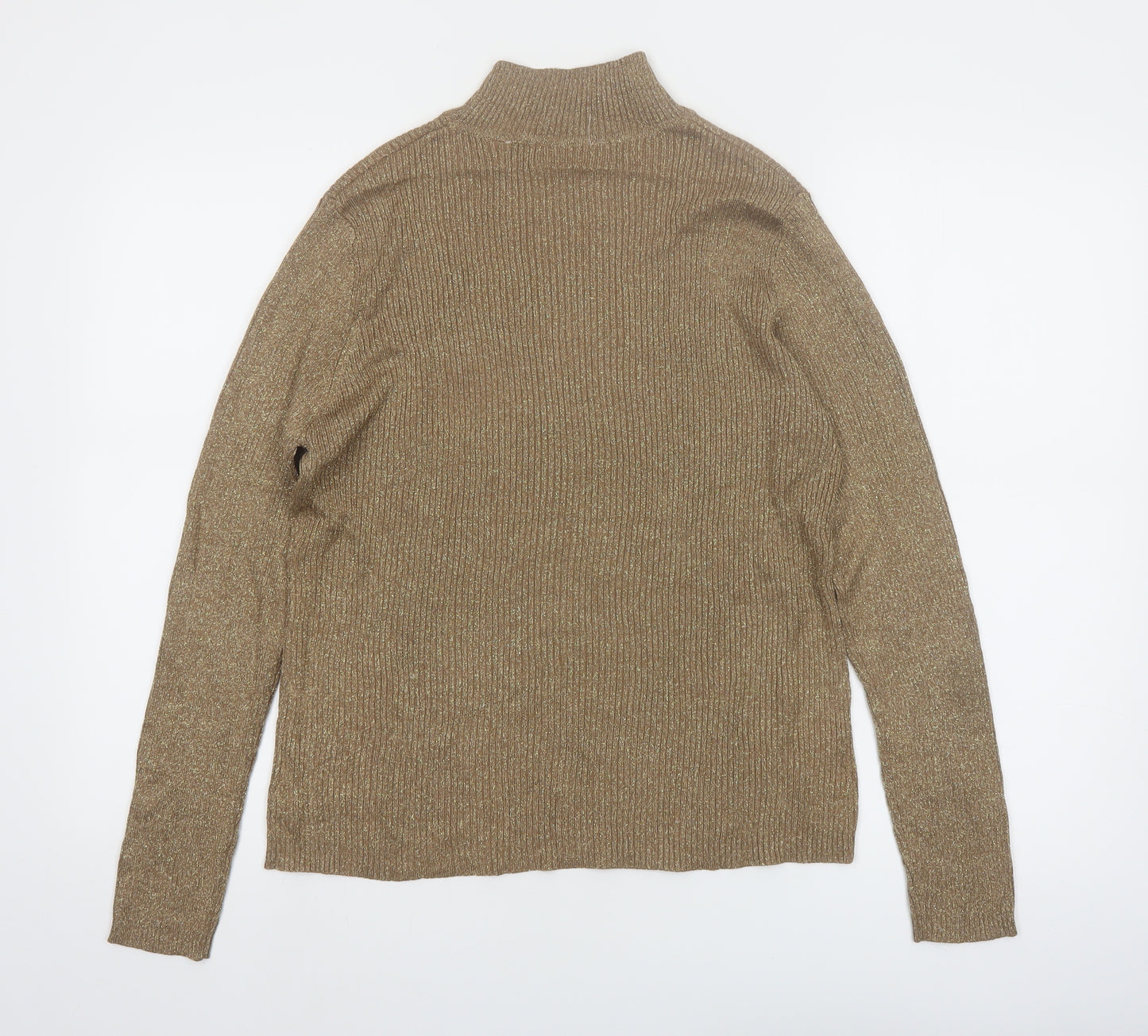 Valerie Stevens Women’s Beige Mock Neck Silk Blend Jumper L