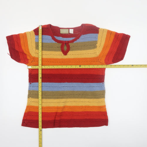 Liz Claiborne Women’s Multicoloured Crochet Cotton Top L Boho Retro