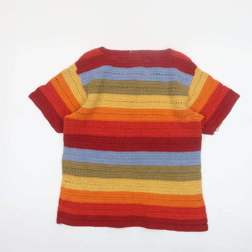 Liz Claiborne Women’s Multicoloured Crochet Cotton Top L Boho Retro