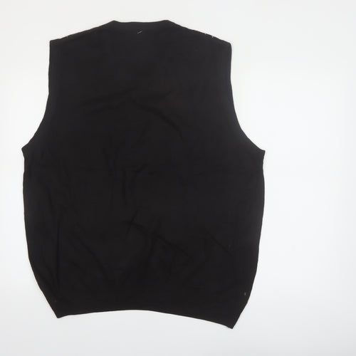 Geoffrey Beene Men's Black Argyle V-Neck Sleeveless Vest L