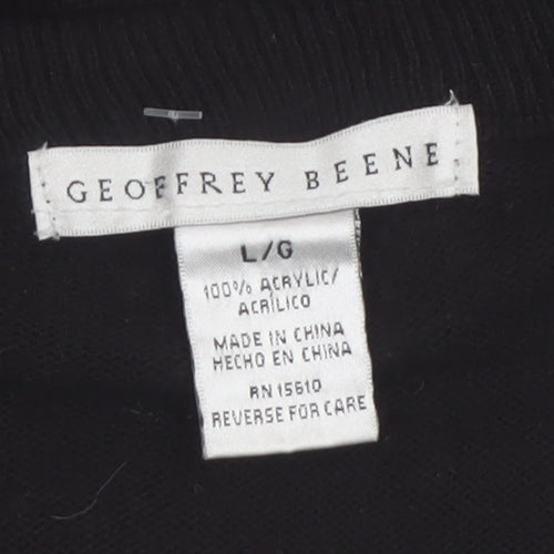 Geoffrey Beene Men's Black Argyle V-Neck Sleeveless Vest L