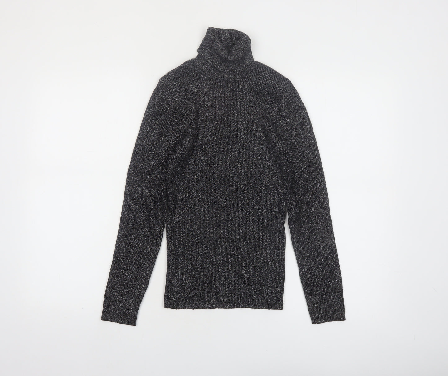 Amisu Women Black Roll Neck Long Sleeve Jumper Size S