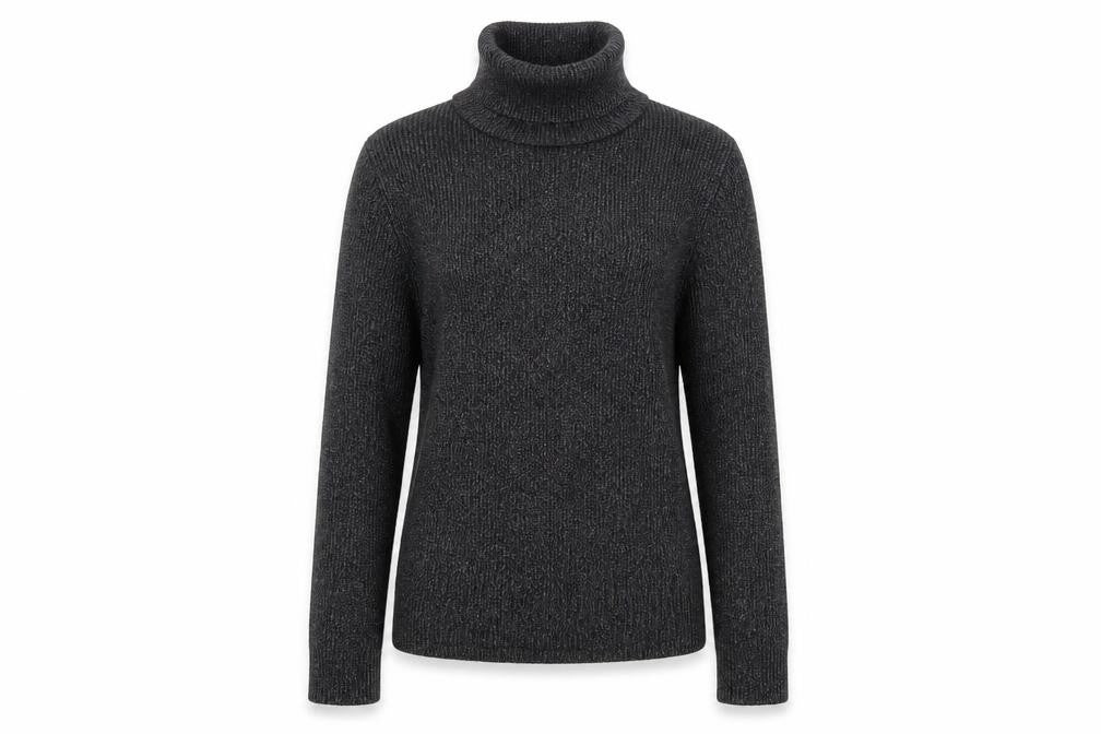 Front view of Amisu Women Black Roll Neck Long Sleeve Jumper, size S