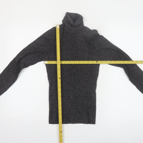 Amisu Women Black Roll Neck Long Sleeve Jumper Size S