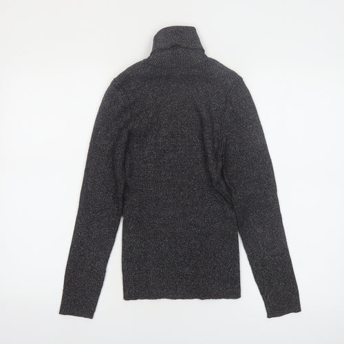 Amisu Women Black Roll Neck Long Sleeve Jumper Size S