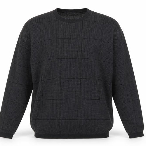 Nautica Mens Grey Check Cotton Crew Neck Jumper XL