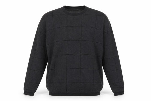 Front view of Nautica men’s grey check cotton crew neck jumper xl