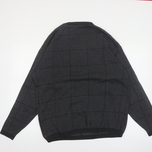 Nautica Mens Grey Check Cotton Crew Neck Jumper XL