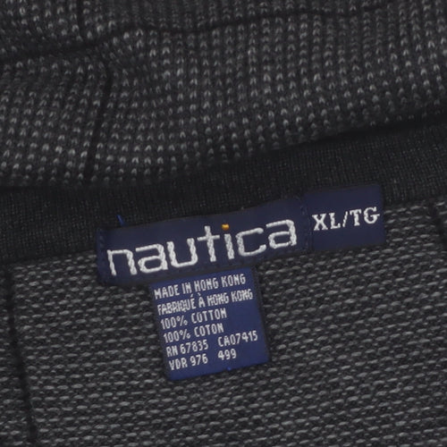 Nautica Mens Grey Check Cotton Crew Neck Jumper XL