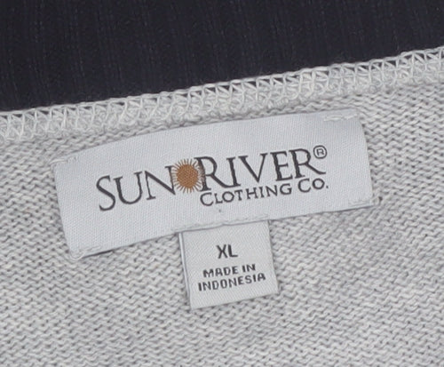 Sun River Men’s Grey XL 1/2 Zip Cotton Striped Jumper