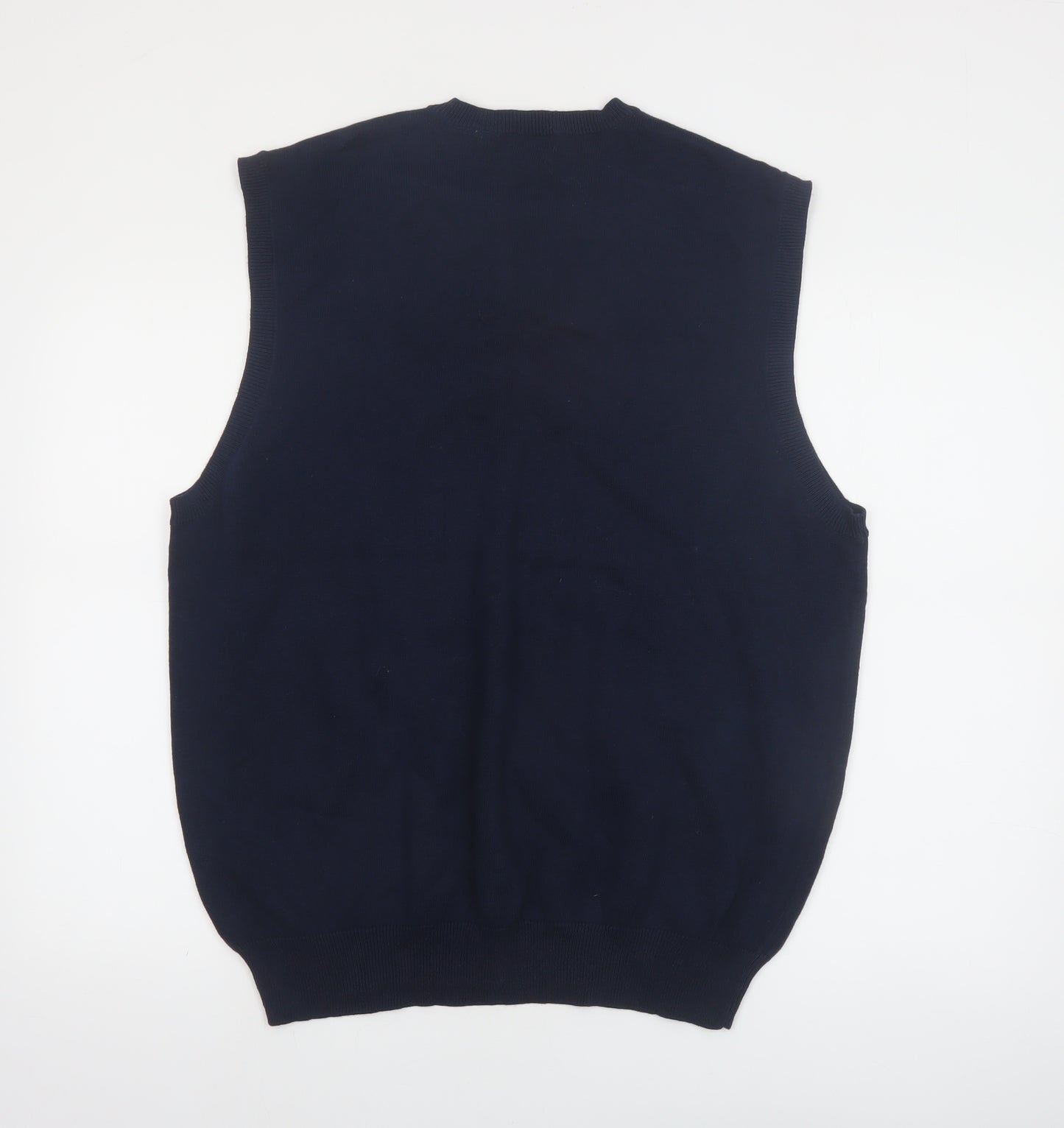 IZOD Men's Blue Argyle Cotton V-Neck Sleeveless Vest Jumper Size L