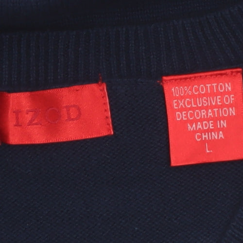 IZOD Men's Blue Argyle Cotton V-Neck Sleeveless Vest Jumper Size L