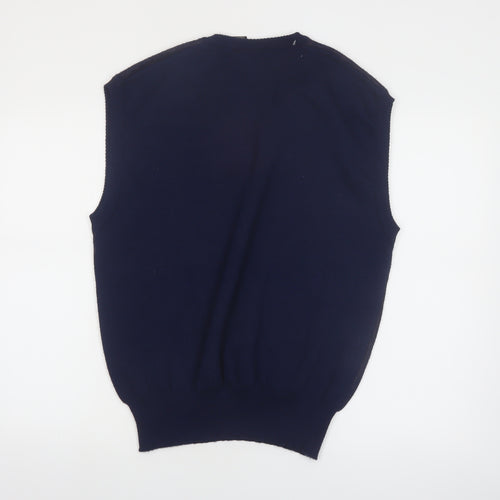 Andrew St. John Men's Blue Argyle Knit Sleeveless V-Neck Jumper Vest XL