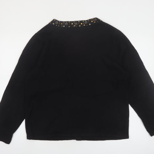 Timberlea Womens Black Beaded Christmas Cardigan L