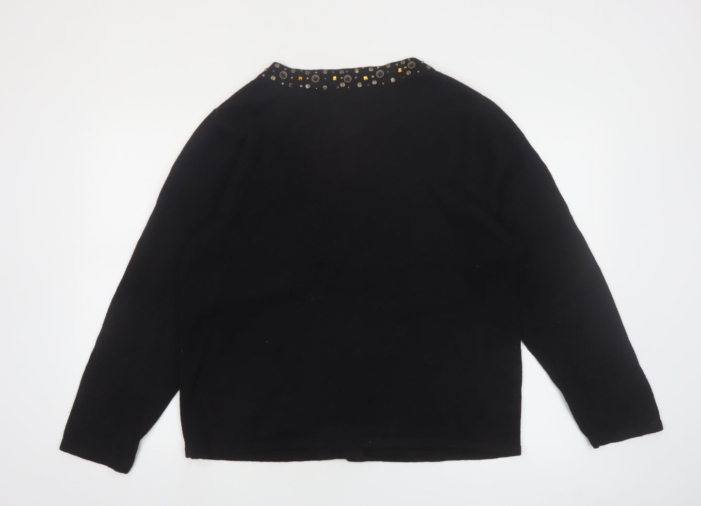 Timberlea Womens Black Beaded Christmas Cardigan L