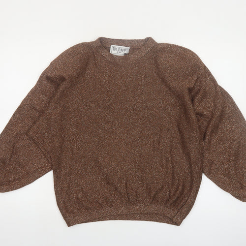 Richard & Co. Women’s Brown Metallic Knit Mock Neck Jumper S