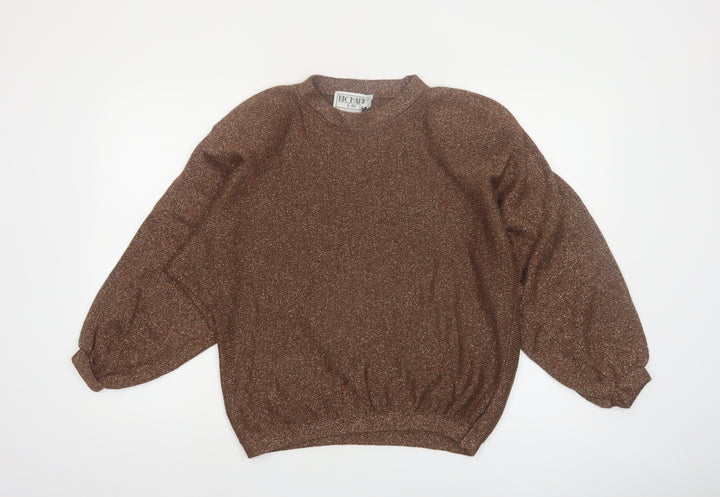 Richard & Co. Women’s Brown Metallic Knit Mock Neck Jumper S