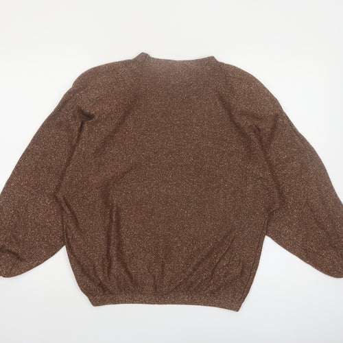 Richard & Co. Women’s Brown Metallic Knit Mock Neck Jumper S