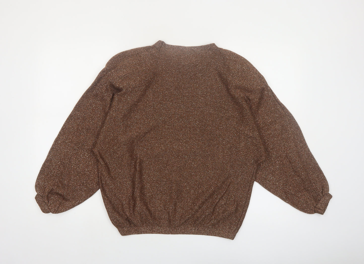 Richard & Co. Women’s Brown Metallic Knit Mock Neck Jumper S