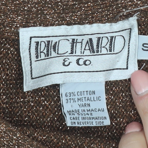 Richard & Co. Women’s Brown Metallic Knit Mock Neck Jumper S