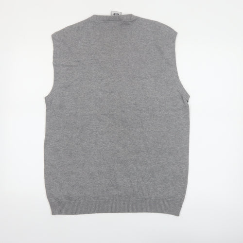 Checkpoint Denim Mens Grey Check Cotton Sleeveless Vest L