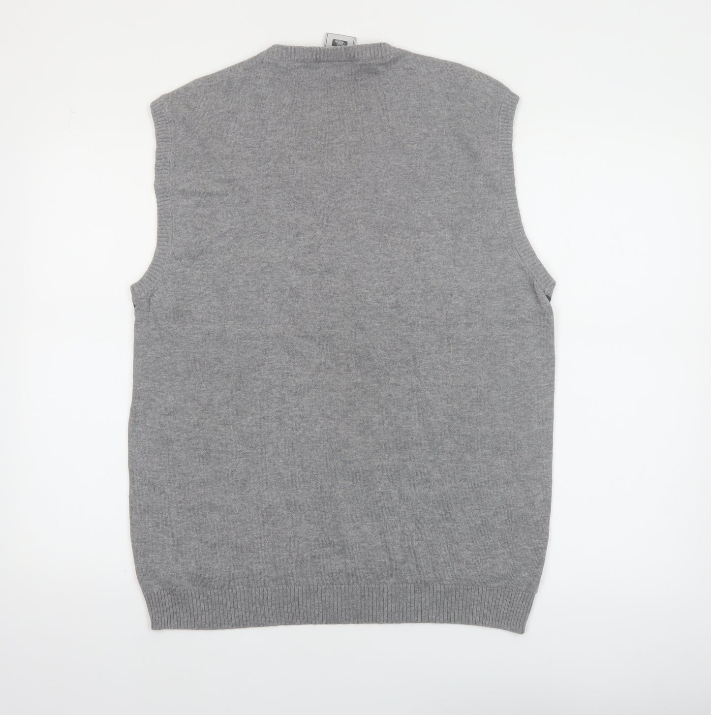 Checkpoint Denim Mens Grey Check Cotton Sleeveless Vest L