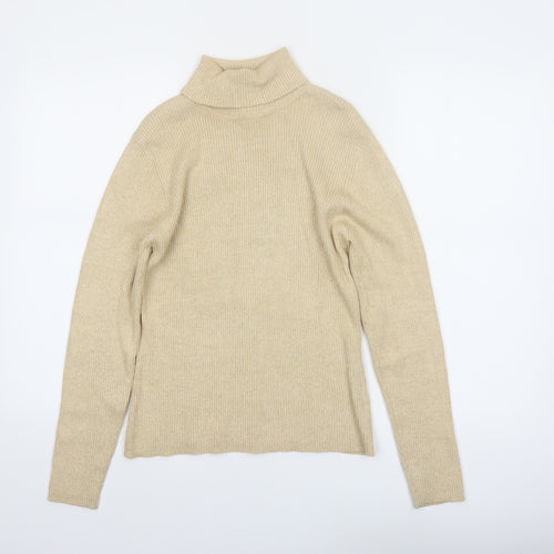 Worthington Women Beige Petite Large Roll Neck Knit Jumper