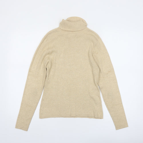 Worthington Women Beige Petite Large Roll Neck Knit Jumper