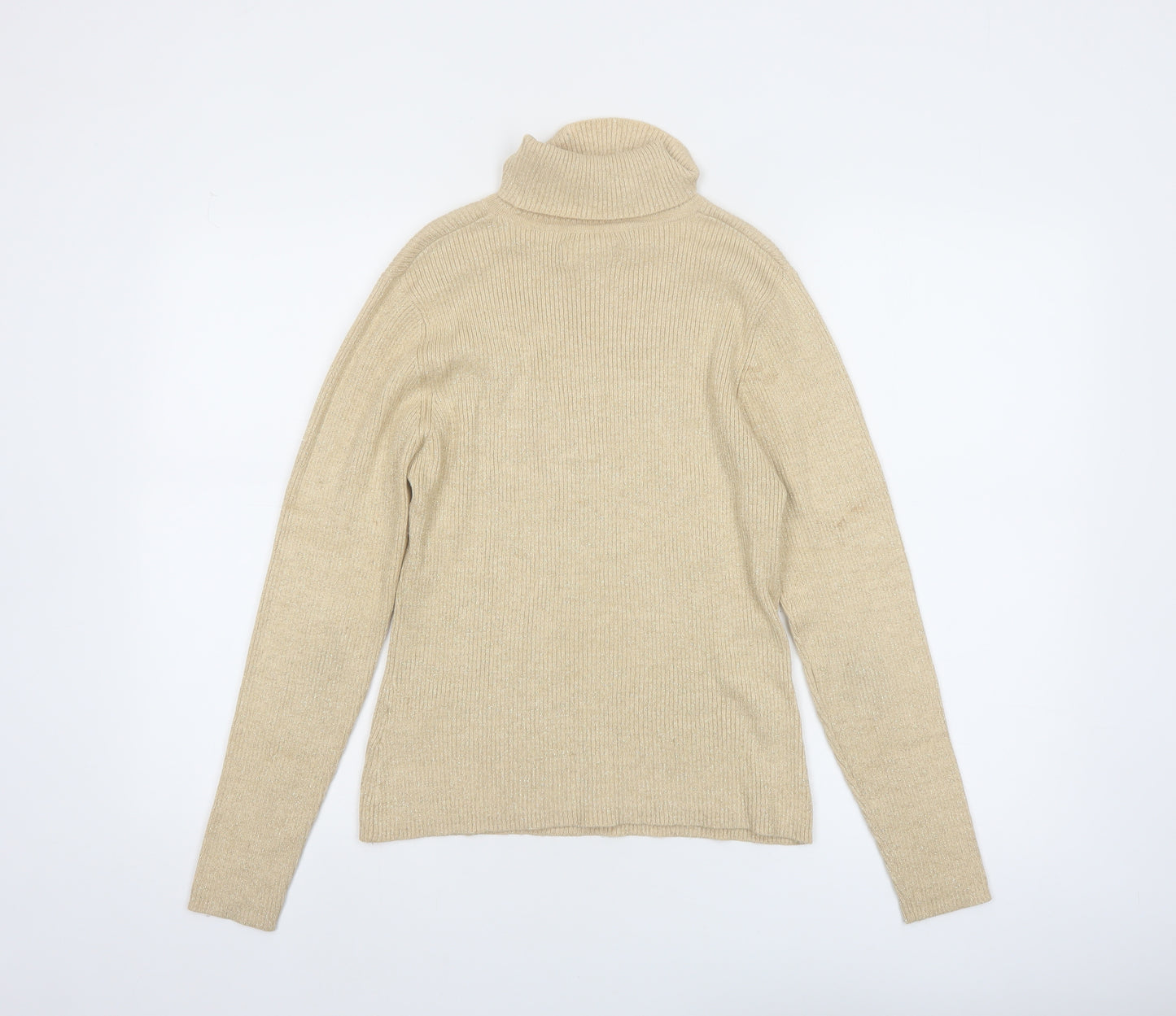 Worthington Women Beige Petite Large Roll Neck Knit Jumper