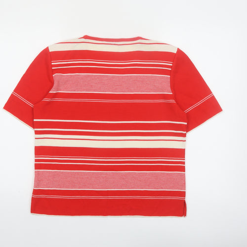 Monsardi Womens Red Striped Short Sleeve Knit Jumper Size 20