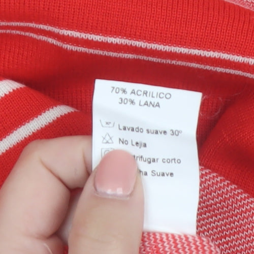 Monsardi Womens Red Striped Short Sleeve Knit Jumper Size 20