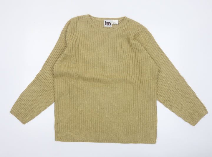 tm Sport Women’s Beige Ribbed Acrylic Knit Pullover Jumper M